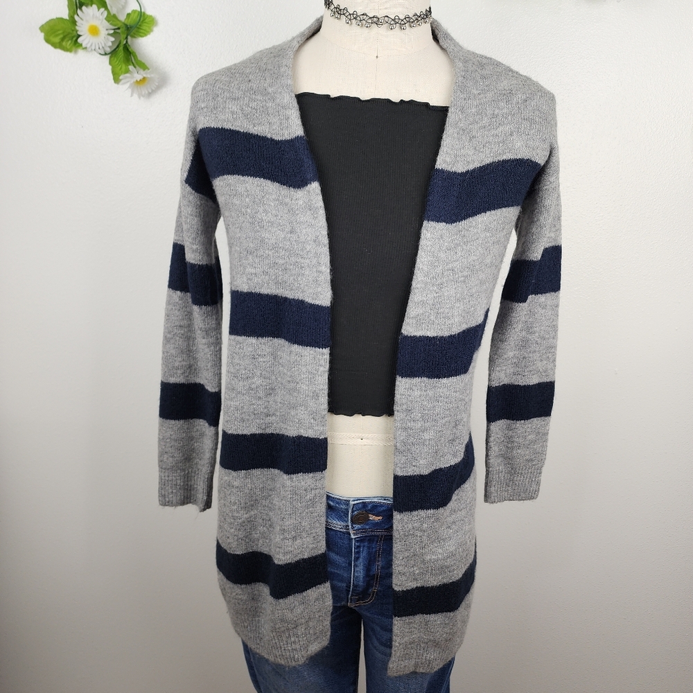Sophie Rue Cardigan Open Sweater - Gray & Blue Sz Small